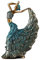 JTBDWOSK Pfau Tänzerin Dekoration, Pfauentänzerin Statue Romantische Skulptur,Vintage Tänzerin Figuren Dekorative Harz Pfau Tänzerin Beauty Statue,für Home Office Vitrine Dekoration,Blau