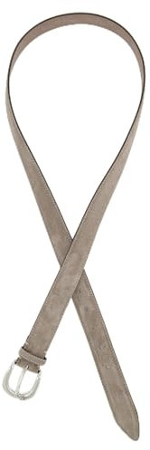 Ulla Popken Damen, Suede, Velourslederoptik, Metallic-Schließe Gürtel, Dunkles Taupe, 105