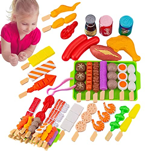 Anloximt BBQ Grill-Set - Rollenspiel-Grillspielzeug-Set - Grillspiel mit Grillzubehör, interaktives Spielzeug für Kinder, Kochspielset, für Jungen und Mädchen, Geburtstagsgeschenke