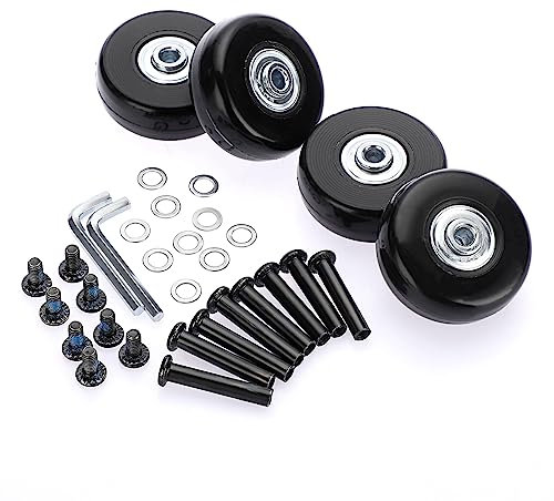 IGNPION 4pcs roulettes de Valise avec vis noires Roues de Rechange réparation de roulements pour Valise de Bagage 45 * 18mm