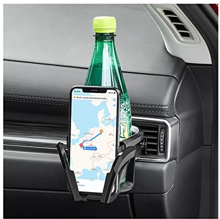 CGEAMDY Becherhalter Handyhalterung, Universal KFZ Auto Getränkehalter, Multifunktion 2 in 1 Flaschenhalter, Geeignet für die Autos, SUVs und Lastwagen(Schwarze/Silber)