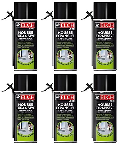 ELCH PRO PU-Schaum Montageschaum von Henkel - Ausdehnbarer Bauschaum für vielfältige Anwendungen, perfekt geeignet für Bau- und Montagearbeiten, Weiß, 300 ml (6)