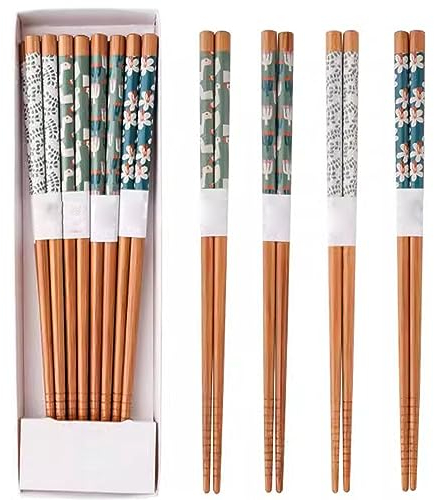BBAUER palillos chinos palillos sushi palillos japonesesPalillos de bambú natural para el hogar de estilo japonés, juego de caja de regalo de 8 pares de palillos(Color:A,Size:22.5cm)