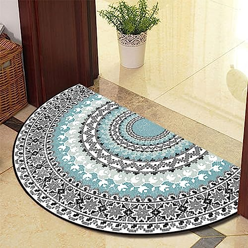 Guest Ruyunlai Halbrunde Bodenmatte Anti Rutsch Fussmatte fußmatte türmatte draußen Vintage Teppich fussmatte aussen Doormat fußmatten Grauer Rand 60x90cm