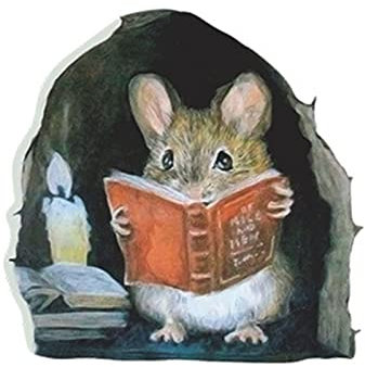 1 PC Dessin Animé Mignon Aux Chandelles Lecture Petite Souris Sentir Coller Trou De Souris Maison Intérieur Extérieur Décoration Murale Stickers Muraux 10,5 X 10,5 Cm