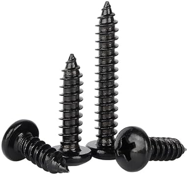 ORANXIN M4 x 40mm 20 Pcs Tête ronde Vis à bois Acier inoxydable 304 Plaqué zinc noir Vis autotaraudeuses Tête Pan Cruciformes Queue Pointue