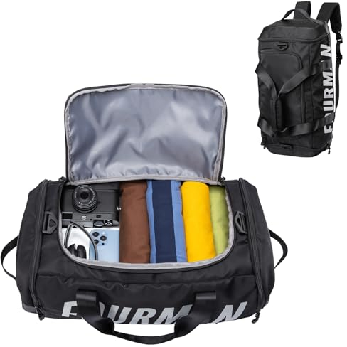 MOYYI Sportrucksack für Herren, Schuhfach, 50,8 cm, Duffle-Taschen, Workout, Sport, Herren, Duffel-Rucksack für MMA, Boxen, Wrestling, Schwarz, Carry On 18.5inch, Mode, Alltag, Sport, Fitnessstudio,