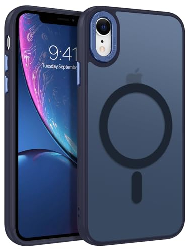 GUAGUA Magnetisch Hülle für iPhone XR [Kompatibel mit MagSafe] Matt Handyhülle Stoßfest Durchscheinende Rückseite Dünn Schutzhülle Case für iPhone XR (6,1 Zoll) Blau