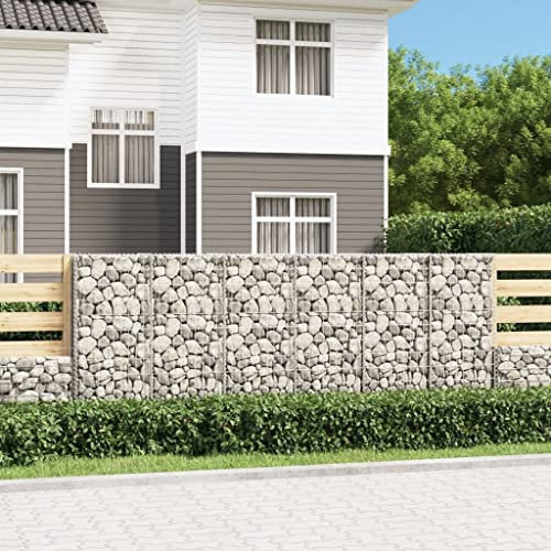 Baziroo Gabion en acier galvanisé 300 x 50 x 100 cm Argenté Gabion Stone Gabion Wall Gabion Panier mural Gabion Panier gabion pour soutenir les murs de jardin Fence en pierre Protection visuelle