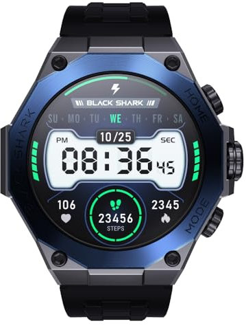 Black Shark S1 Pro Smartwatch Prend en Charge Le Chat GPT, autonomie de la Batterie de 15 Jours, écran AMOLED de 1,4, Mode Surveillance de la santé des Jeux, Plus de 100 Modes Sport, IP68, Bleu
