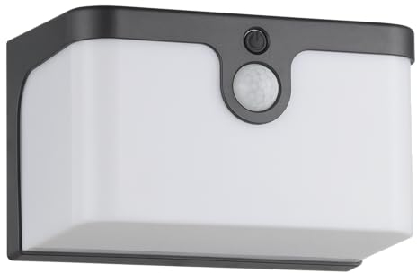 EGLO LED Wandlampe außen Croara, Outdoor Solarlampe mit Bewegungsmelder, Außenlampe solar, Außenbeleuchtung aus Kunststoff in Anthrazit und Weiß, warmweiß, IP44