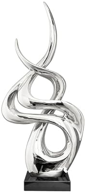 Tauzveok Flamme deko skulpturen, skulptur deko Golden, Modern Abstrakte Kunts Statue, Wohnzimmer Schlafzimmer Dekoration Skulpturen Und Statuen, Harz,Silber