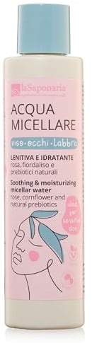 La Saponaria Micellar Water, Cleansing, Make-Up Remover, Hyaluronic Acid, Anti-Redness, Calendula, Prebiotics, Dermatologically Tested, Natural, Vegan, Cruelty-Free, Bio Plastic, Organic, 200ml
