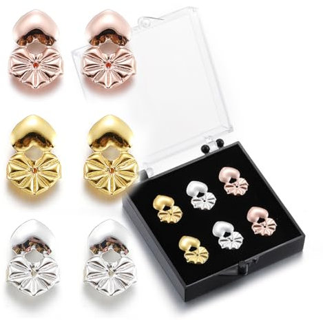 Visxcnu 3 Paar Ohrringheber Magische Einstellbare Ohrring Lifter Ohrmuschelheber Hypoallergen Earring Lifters Ohrringaufzüge für Ohrring-Verschlüsse Lifters Earring Backs Ohrläppchen Heber Damen