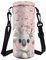 COEQINE Koala Water Bottle Carrier Bag Cute Animal Insulated Water Bottle Bag 1.5Lt Pink Floral Water Bottle Case With Shoulder Strap