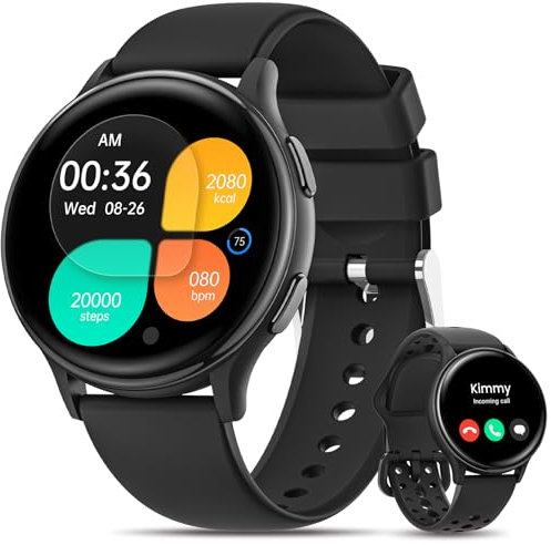 HASAKEI Smartwatch Damen mit Telefonfunktion, 1.27 HD Smart Watch, 400 Zifferblätter Fitnessuhr Menstruationszyklus/Schlafmonitor/UV Index, 70+ Sportmodi IP68 Wasserdicht Sportuhr iOS Android Schwarz