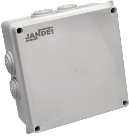 Jandei - Caja Estanca de Montaje en Superficie. Cuadrada Instalación en Interior/Exterior, 8 Entradas. Ideal para Aplicaciones Residenciales, Comerciales o Industriales. (150x150x70mm)
