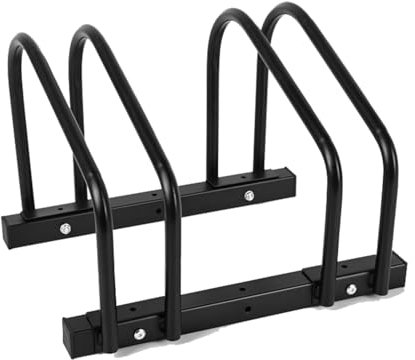 iCool Fahrrad-Boden-Fahrradständer für 2/3/4 Fahrräder, Fahrrad-Parkständer, Garage, Fahrradaufbewahrung, Innen-/Außenständer, max. Reifenbreite 5,5 cm (2 Fahrräder)