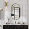 Koonmi Oval Bathroom Mirror, 43 x 76 cm Tempered Glass Wall Mounted Mirror, Bathroom Vanity Mirror without Distortion Hanging Horizontally or Vertically for Bedroom, Entryway, Living Room, Black