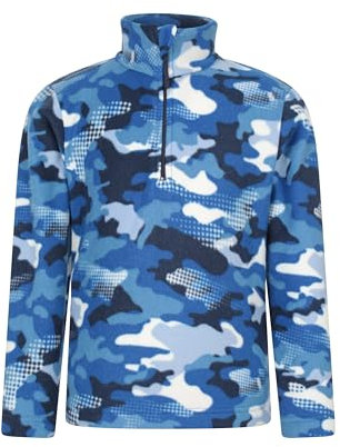 Mountain Warehouse Pursuit Printed Kids Hoodie - Microfleece, Anti-pill Pullover, Breathable Girls & Boys Sweatshirt - For Spring Summer, Camping & Outdoors Cobalt 9-10y