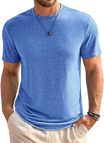 Runcati Tee T-Shirt Maglietta Uomo Collo Rotondo Manica Corta Tops Estivi, Blu, L