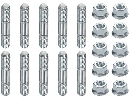 M METERXITY 4-Set Chainsaw Guide Bar Studs & Bar Nuts M8 x 1.25 Thread Manganese Steel Double End Bar Studs for Echo 52/28/59 Chainsaw Flange Bar Studs & Bar Nuts Kit Replacement