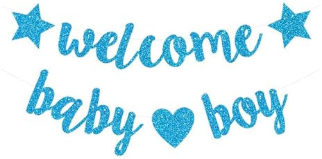 Tourima Willkommen Zuhause Baby Boy Blue Party Deko Banne, Welcome Home Deko Geburtstag Junge, Gilt für Welcome Home Deko und Willkommen Zuhause Baby Banne