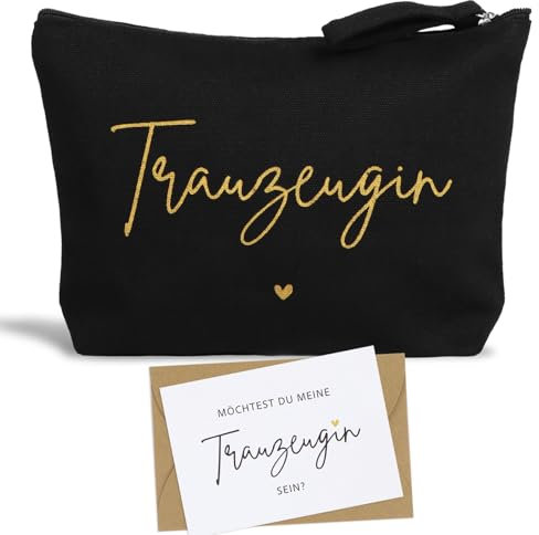 MEJOSER Trauzeugin Fragen Trauzeugin Geschenk Karte Umschlag Kosmetiktasche Klein Willst Du Meine Trauzeugin Sein Braujungfer Trauzeuge JGA Hochzeit Hochzeitsgeschenk Schminktasche Team Braut