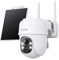 Cinnado 2K Camara Vigilancia WiFi Exterior Solar - Camaras Vigilancia Domicilio WiFi, 360° Cámara Exterior sin Cables con Bateria, PIR Sirena, Visión Nocturna Color, IP65, Blanco