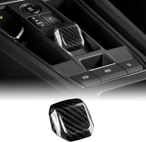KUNGKIC Real Hartkohlefaser Auto Schaltknauf Abdeckung Für Seat Leon MK4 Cupra Leon Cupra Formentor 2020 2021 2022 2023 2024 2025 Schalthebelknauf Getriebegriff Innenbereich Zubehör (Schwarz)