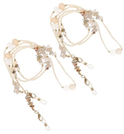 Healeved Chaîne De Lunettes Femme En Perles 2 Pièces Collier Porte-Lunettes Léger Et Compact Anti-Perte Pour Sport Usage Quotidien Lunettes De Soleil Et Accessoires Mode