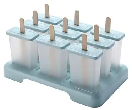 Ice Lolly Cream Maker Mold Tray DIY Popsicle Mould Yogurt Icebox with Sticks (Blue)