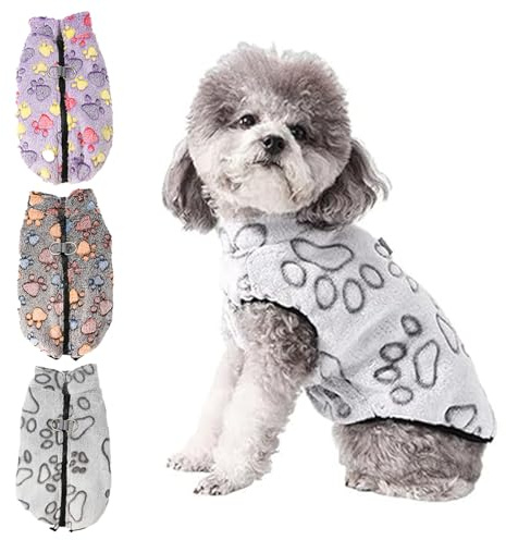 Sohodoo Kuschelige Fleeceweste for kleine Hunde, Pullover ohne Reißverschluss mit doppelten D-Ringen for die Leine for Chihuahua, Mops, Yorkie(Grau,M)