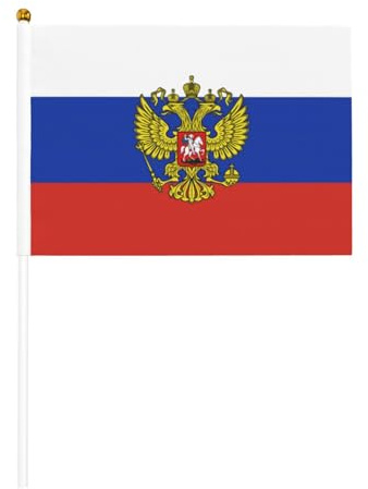 Armoiries de la Russie, drapeau de la Russie, drapeau à main double face, 14 x 21 cm