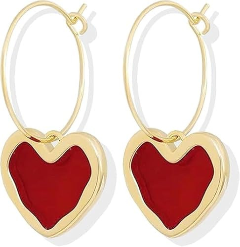 Rote Herz Ohrringe für Damen Herzohrringe Hängend Elegante Schmuckstücke in Herzform für Jahrestage, Hochzeiten und den Alltag