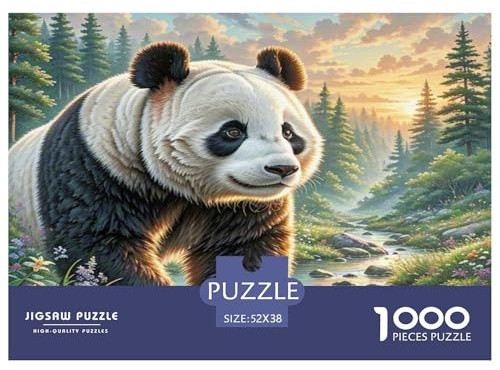Großer Panda Jigsaw Puzzles 1000 Pièce Für Erwachsene Bildungsspiele Puzzle for The Whole Für Frauen, Geschenke Für Männer 100% Recycelter Karton Heimdekoration 52x38cm/1000pcs