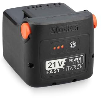 STOCKER - Batteria Fast Charge 21 V 4 Ah 86 Wh Li-Ion, Compatibile con Utensili Linea 21 V, Ricarica Rapida in 70 Min con Caricabatterie Fast Charge, Protezione Integrata