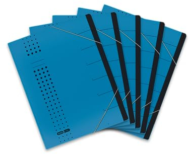 Elba Ordnungsmappe chic A4 aus Karton, 7 Fächer, blau, 5 Stück
