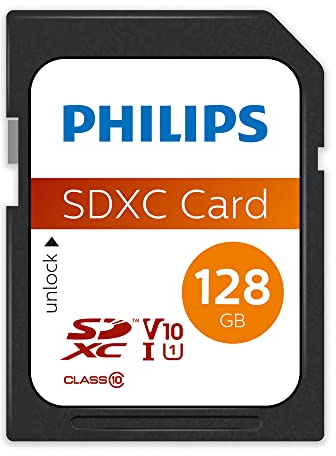 Philips Ultra Speed SDXC Card 128 GB UHS-I U1, Lesegeschwindigkeit bis zu 80 MB/s, V10, Speicherkarte für Kameras, Tablet, PC, Card Reader, Full HD Video