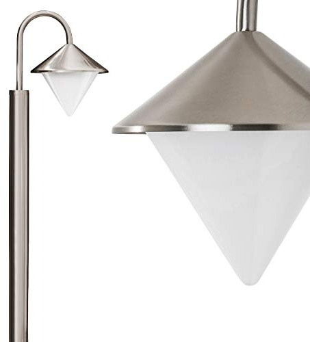 HOFSTEIN Außenleuchte Kasan, Stehlampe aus Edelstahl modernes Design in Nickel-matt, mit Lampenschirmen aus Kunststoff, Wegeleuchte 100 cm, Gartenlampe mit E27-Fassung, IP44, ohne Leuchtmittel