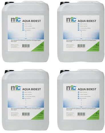 Aqua bidest 4 x Bidon de 5 L, Ultra-Pure de l'eau, laboratoire de l'eau 20 l (Lot de 4), bidestilliertes