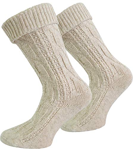 normani Original Trachtensocken Trachten Strümpfe Socken Natur Kniebundstrümpfe Pin Knopf Lang Kurz bis Übergröße Farbe Beige kurz Größe 39/42