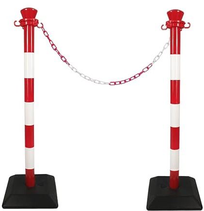 Viso PPKSET40RB - Kit di 2 paletti di delimitazione con catena da 2 metri e 2 esse, colore: Rosso/Bianco
