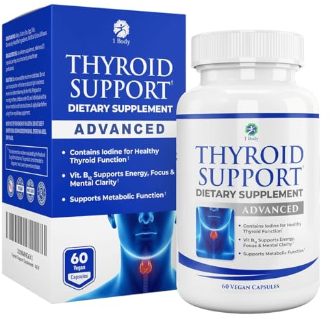 Thyroid Support Supplement for Women and Men - Energy & Focus Formula - Vegetarian & Non-GMO - Iodine, Vitamin B12 Complex, Zinc, Selenium, Ashwagandha, Copper, Coleus Forskohlii, & More 30 Day Supply