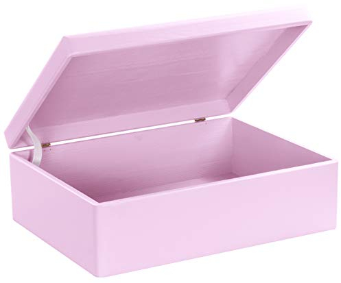 LAUBLUST Große Holzkiste mit Deckel - Allzweck-Kiste aus Holz - Aufbewahrungskiste | Spielzeug-Truhe - Geschenk-Verpackung | Deko-Kasten zum Basteln FSC® (Rosa, ca. 40 x 30 x 14 cm | L)