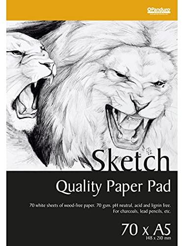 Panduro Skizzenblock DIN A5 x 70 Blatt - Skizzen Papier 70 g/m2, pH-neutral und säurefrei