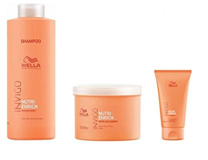 Wella INVIGO Nutri-Enrich Deep Nourishing Shampoo 1000ml, Mask 500ml and Warming Express Mask 150ml