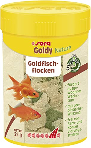 sera Goldy Nature 100 ml - Goldfischfutter für gesundes Wachstum & prächtige Farben, Fischfutter fürs Aquarium, Flockenfutter mit hoher Futterverwertbarkeit und somit weniger Algen