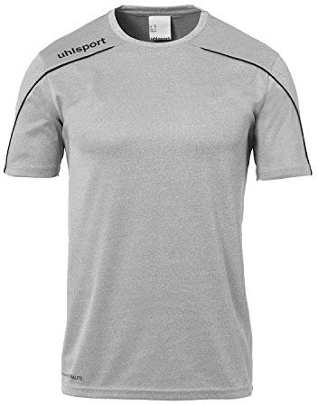 Uhlsport Stream 22 Short Sleeve Jersey Junior, White/Black, Moisture Wicking Crew Neck Dry Tech Kids, Size 26/28