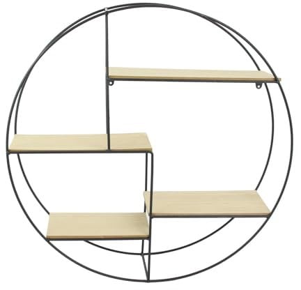 HOME DECO FACTORY HD4406 Regal, Holz, Metall, rund, 50 x 10 x 50 cm, Möbel, zur Aufbewahrung, Ausstellung